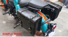 For Royal Enfield Goan Classic 350 Leather Pannier Black and Grey Bags With Mounting - SPAREZO